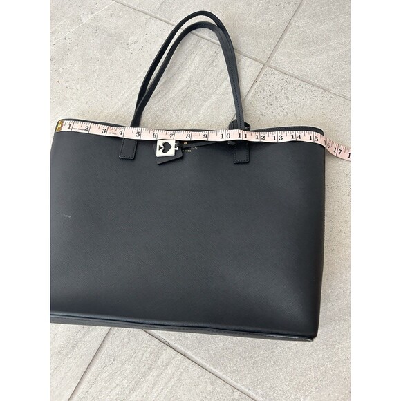 KATE SPADE SATCHEL LARGE TOTE HANDBAG BLACK LEATHER ZIPPED GOLDEN Heart HANG TAG - Picture 9 of 11
